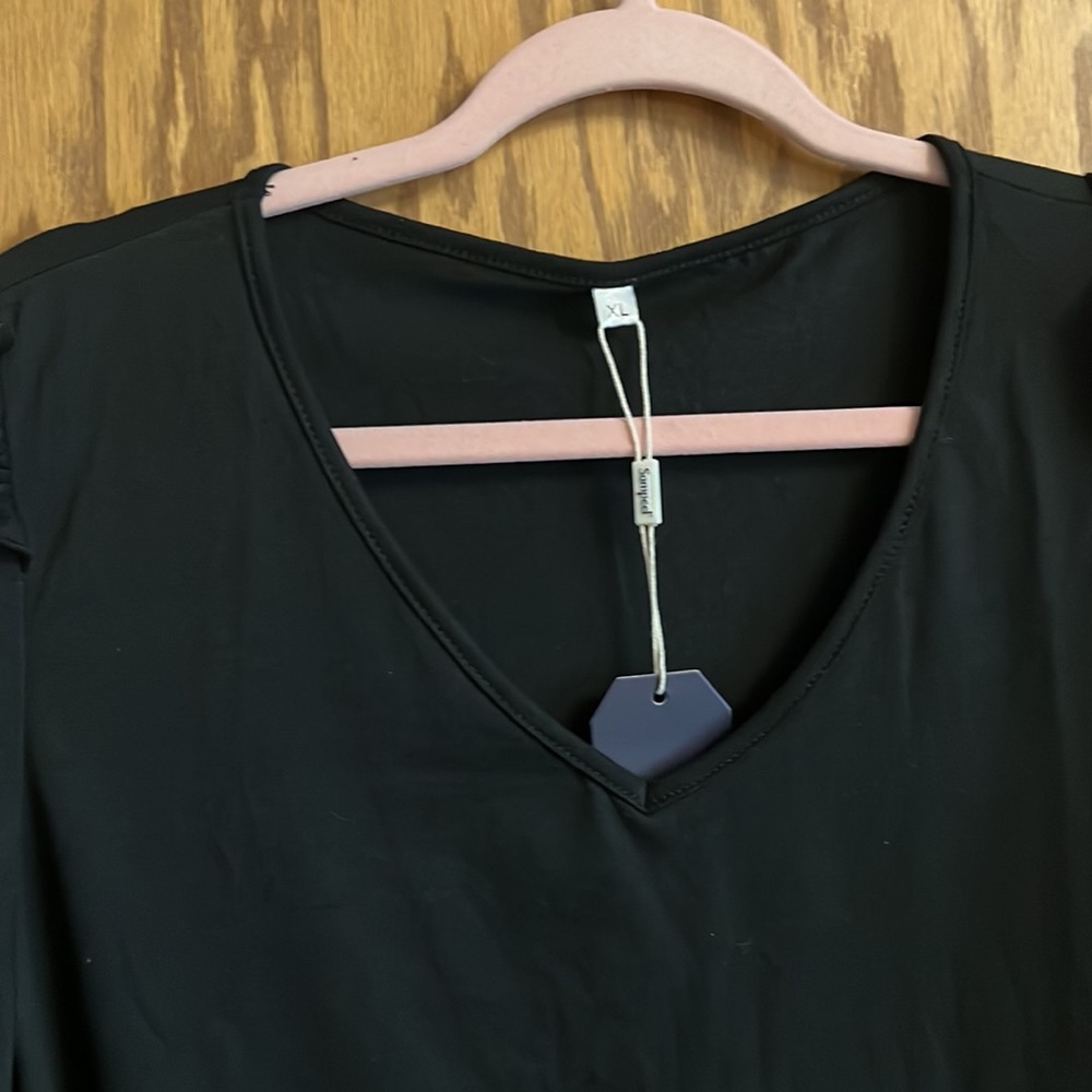 NWT Women’s Sampeel Black Puff Sleeve Top - Picture 4 of 7